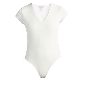 Sofia Jeans Women's Scuba Knit V Neck Bodysuit, Sizes XL NWT white